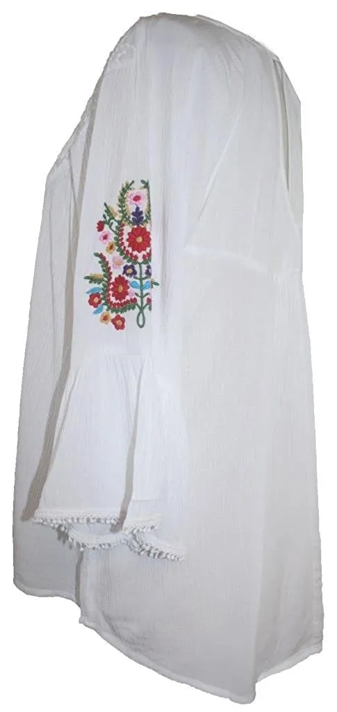 3900 B Rayon Tiered Bell Sleeve Embroidered Top Blouse