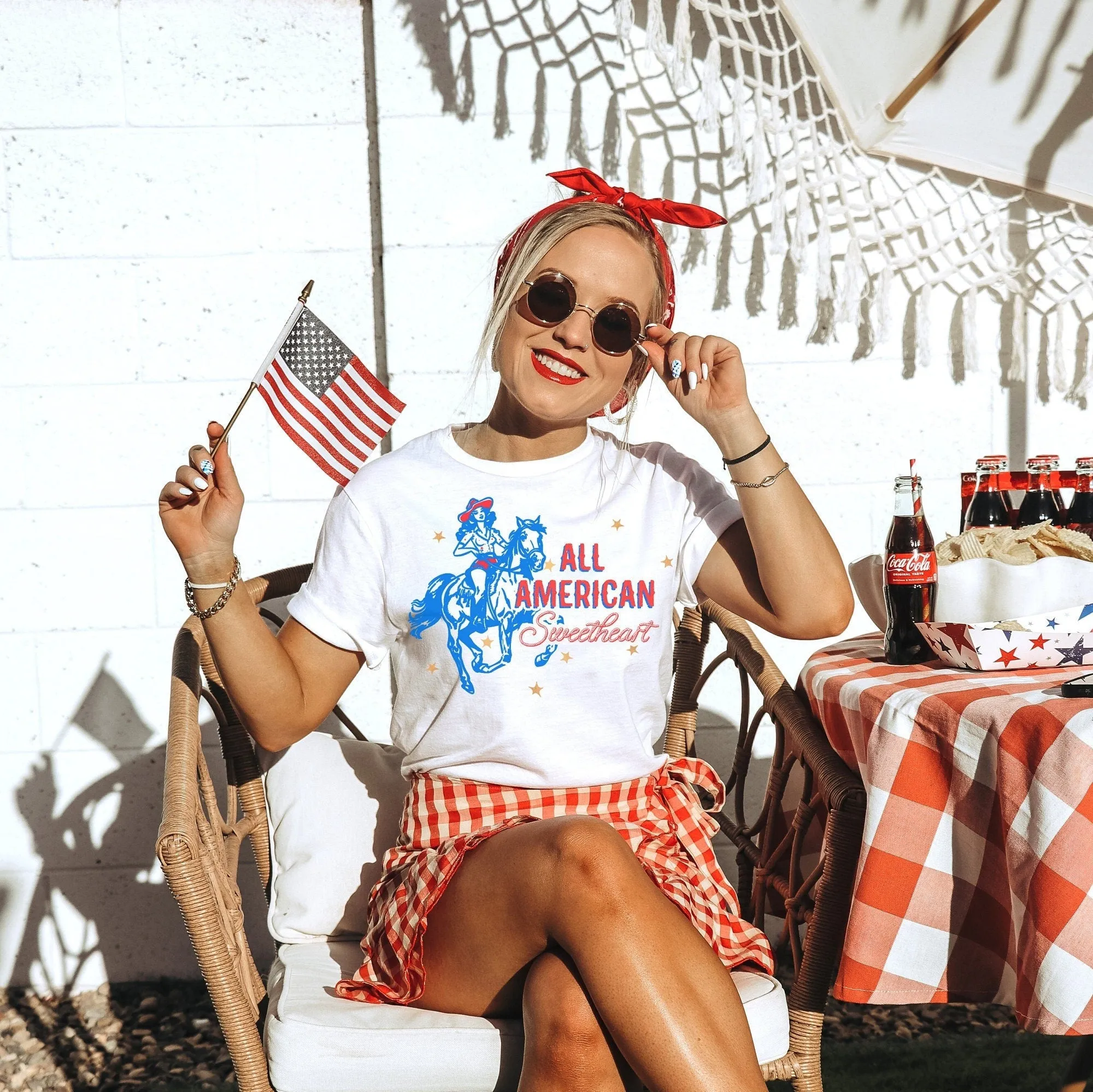 All American Sweetheart 4th Of July Patriotic Western Cowgirl Tank