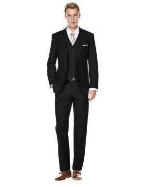 All Black Groomsmen suit Mens Vested Smart Modern Fit Suit Black