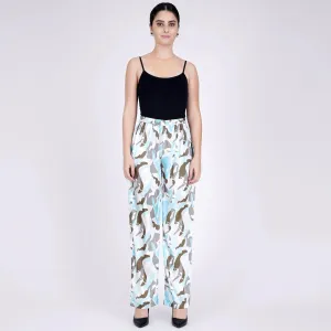 Aqua Abstract Camouflage Printed Pants