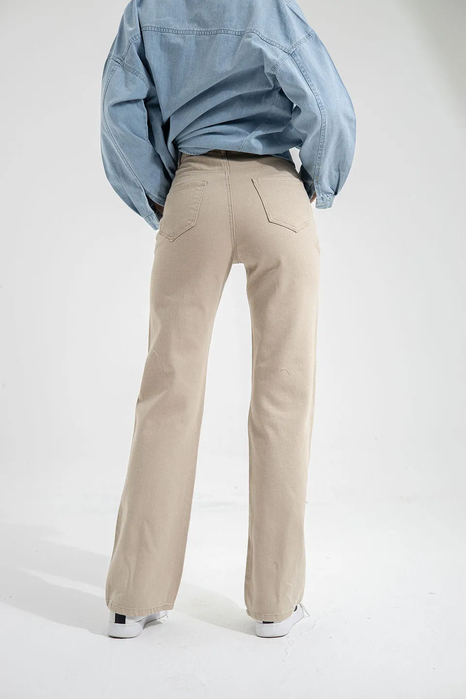Beige Straight Jeans
