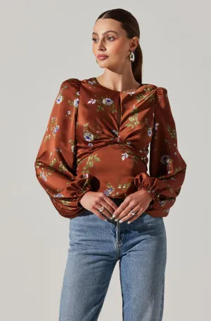 Bishop Sleeve Twist Floral Top Bishop Sleeve Twist Floral Top