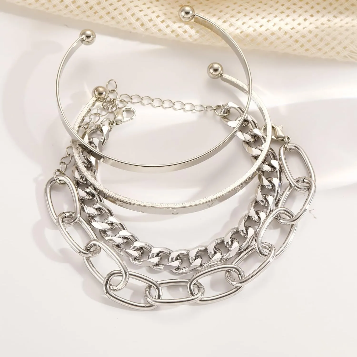 choice of all Chunky Gold Bracelet Stack Cuff Bangles for Women Trendy Non Tarnish Dainty Silver Chain Bracelet Layered Snake Chain Cuban Link Bracelet Pack for Women 2025