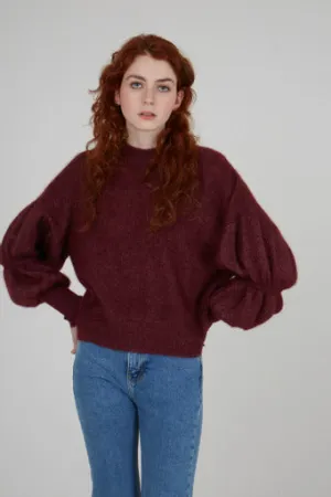 Cinched Sleeve Mock Neck Cashmere