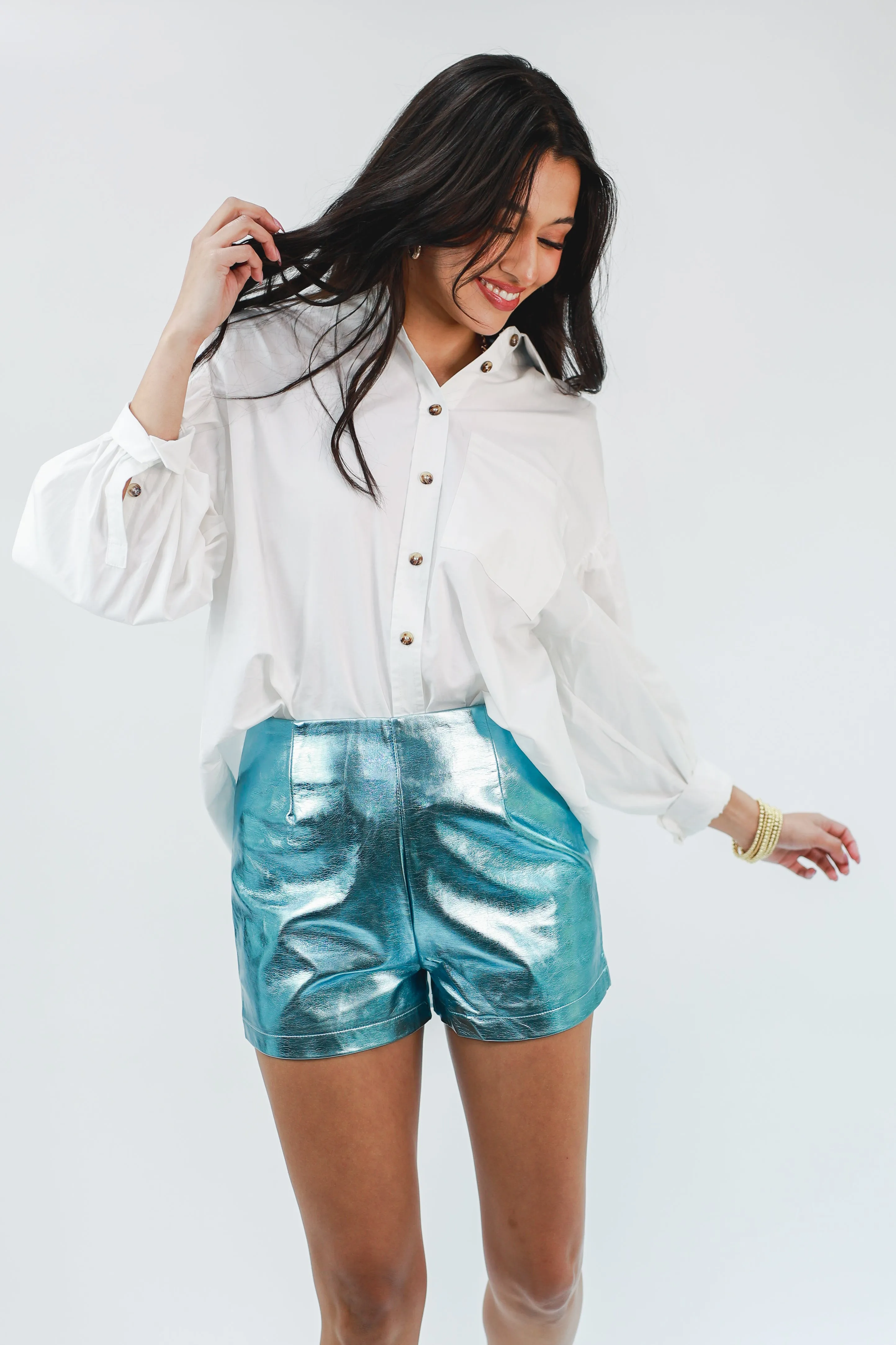 Classy Girl Button Top In White