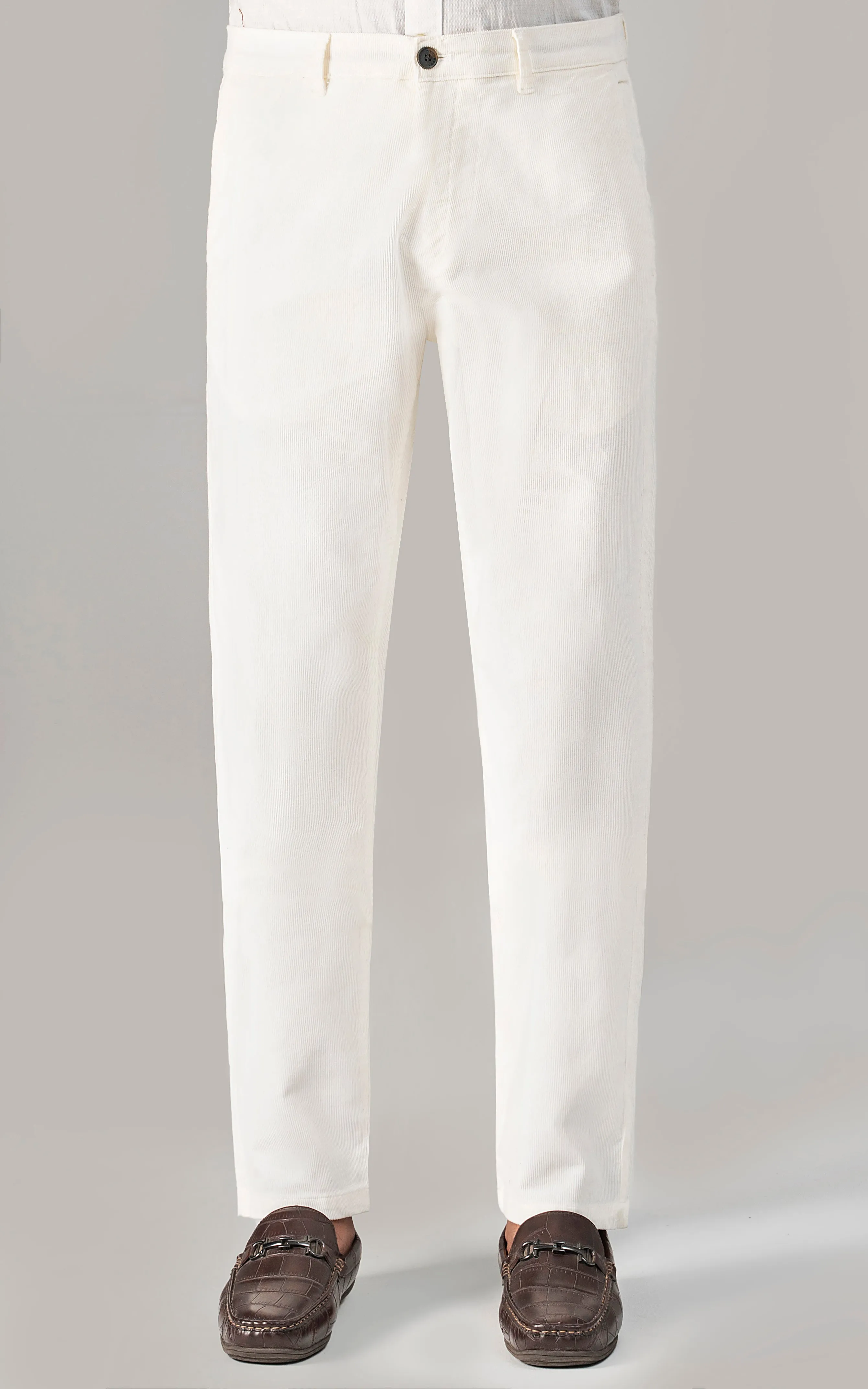 CORDUROY SMART FIT CASUAL PANT WHITE
