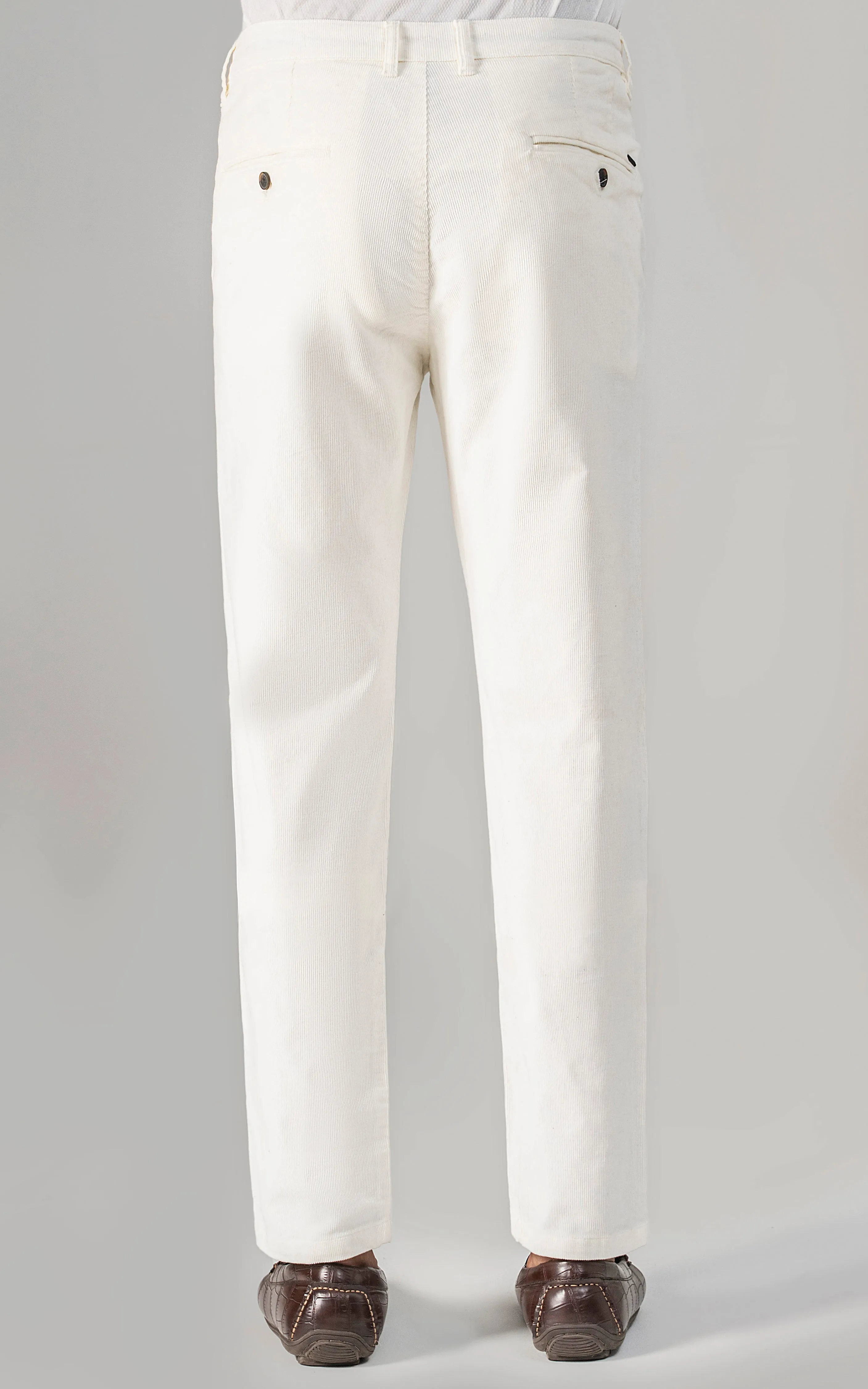 CORDUROY SMART FIT CASUAL PANT WHITE