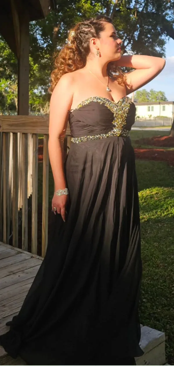 Elegant Black Sweetheart A-line Long Formal Gown to Impress,WGP1869
