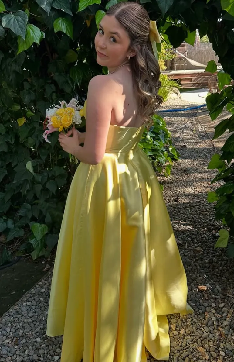 Elegant Yellow Sweetheart A-line Long Formal Gown to Impress,WGP1942