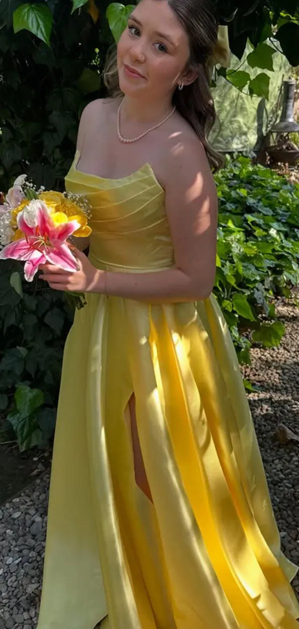 Elegant Yellow Sweetheart A-line Long Formal Gown to Impress,WGP1942