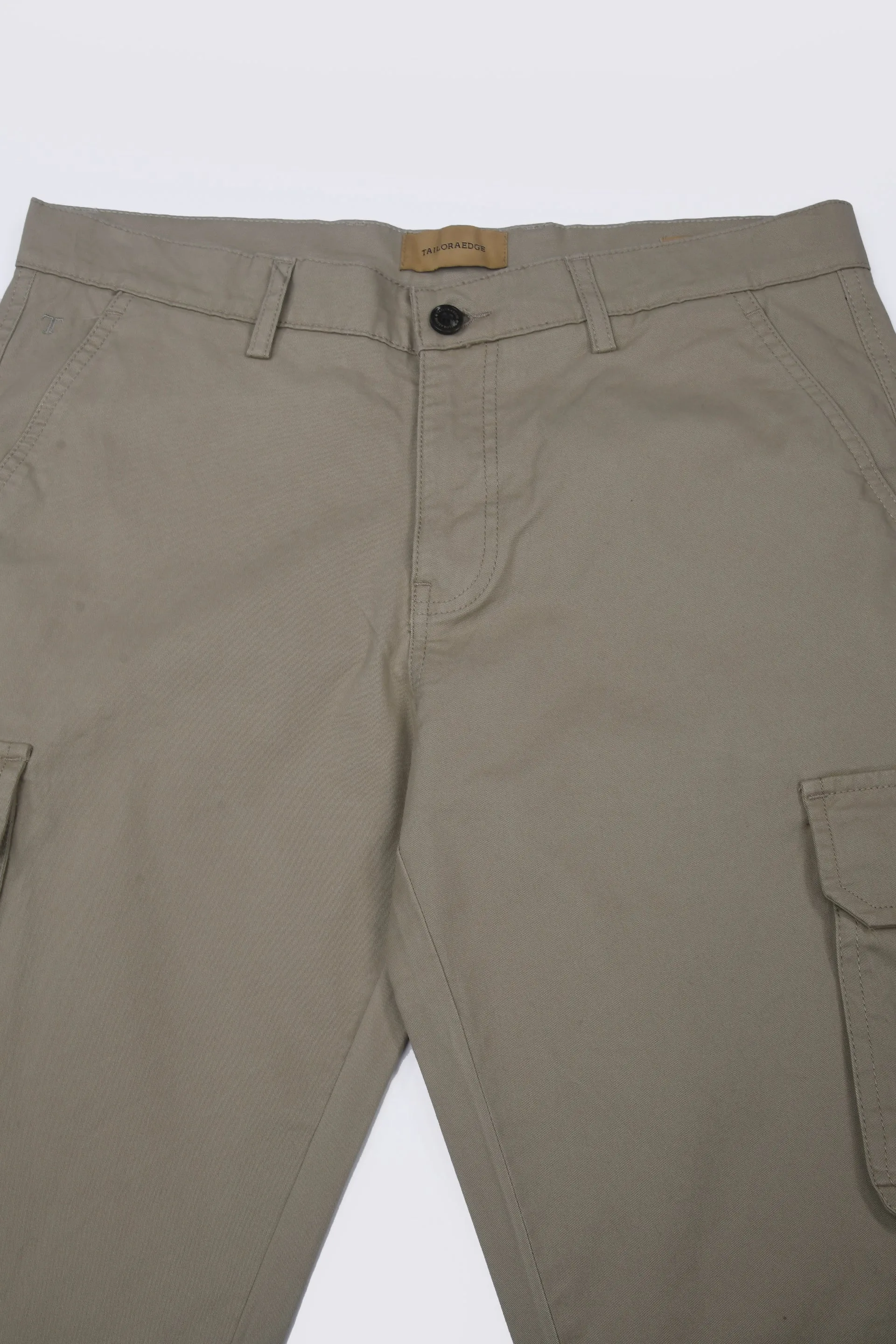 ELEVATED TWILL TAILORED CARGO PANTS IN BEIGE