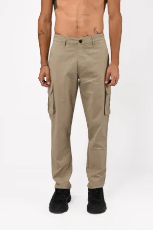ELEVATED TWILL TAILORED CARGO PANTS IN BEIGE