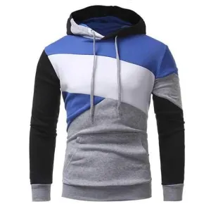 Fashion Front Big Pocket Casual Pullover Men's Geometric Pattern Stitching Casual Hoodies Fashion Front Big Pocket Casual Pullover Men's Geometric Pattern Stitching Casual Hoodies