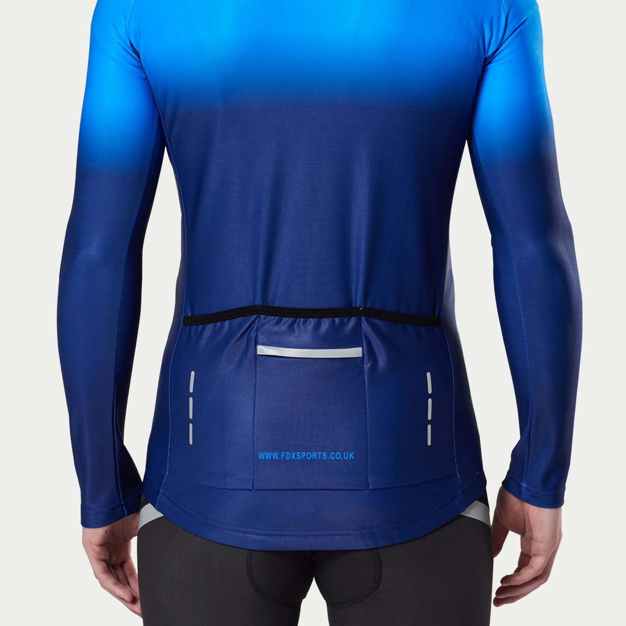 Fdx Duo Men's Blue Thermal Roubaix Long Sleeve Cycling Jersey