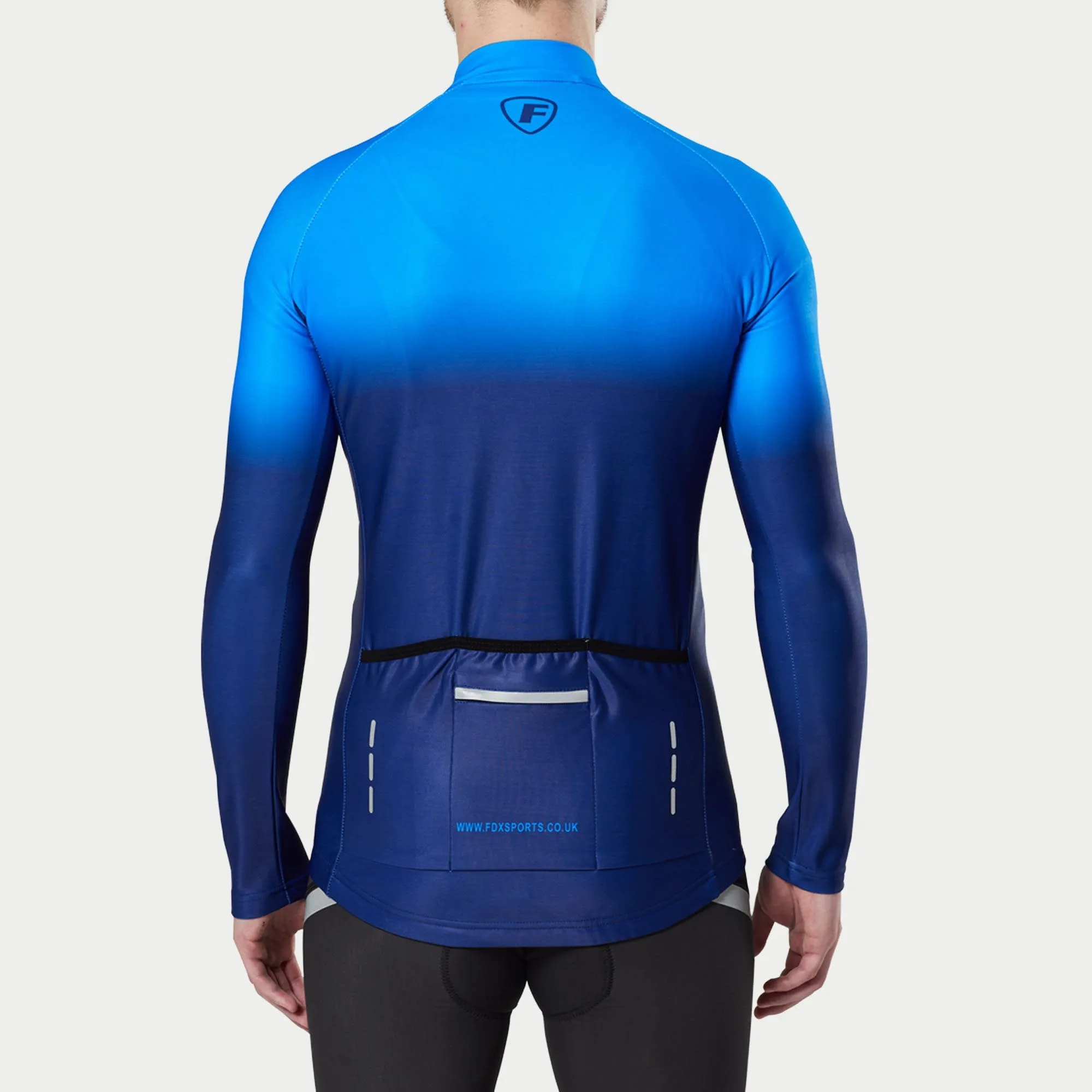 Fdx Duo Men's Blue Thermal Roubaix Long Sleeve Cycling Jersey