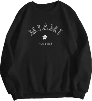 Florida Sweatshirt Casual Trendy Floral Graphic Pullover Tops Long Sleeve Loose Fit Cute Hoodie Sweatshirts