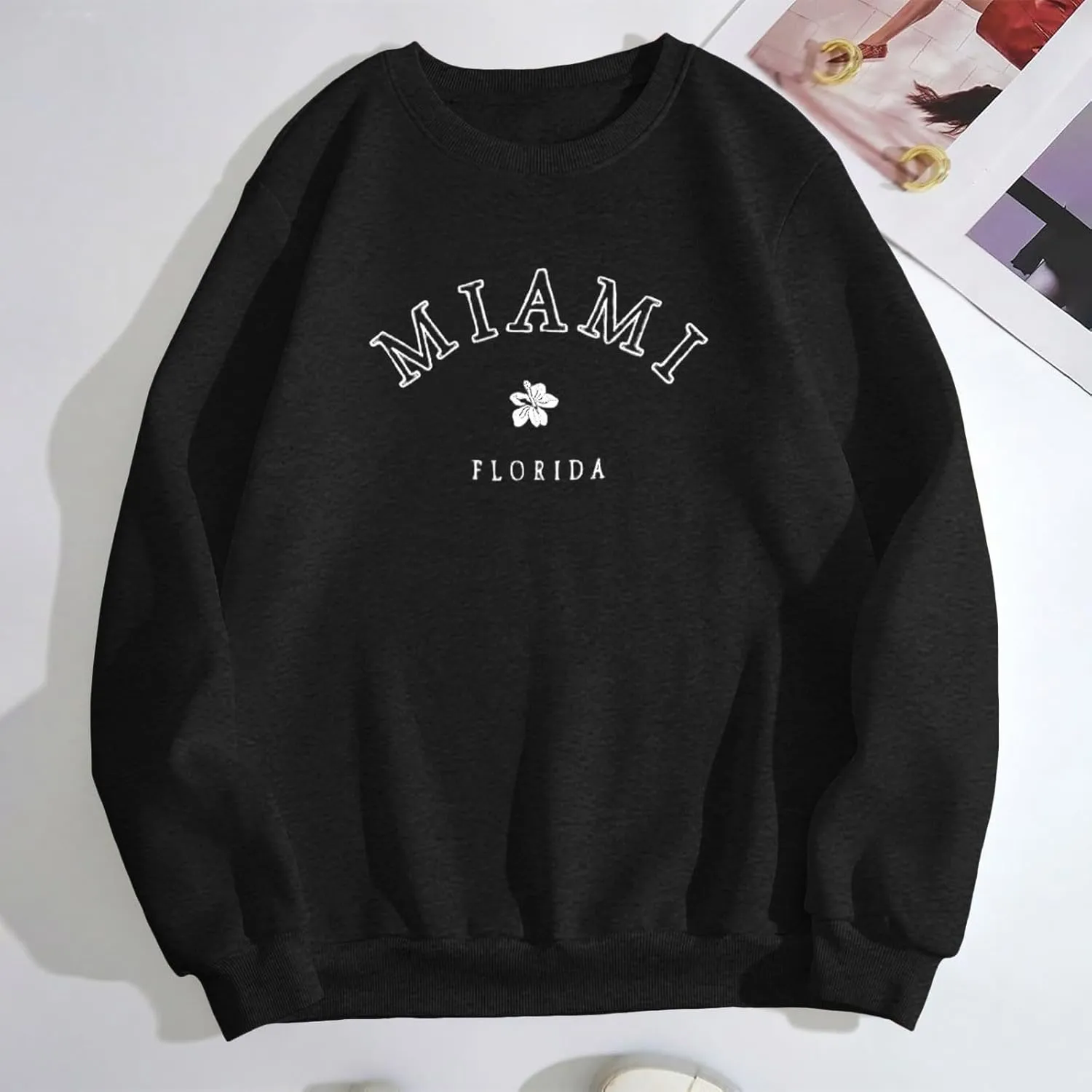 Florida Sweatshirt Casual Trendy Floral Graphic Pullover Tops Long Sleeve Loose Fit Cute Hoodie Sweatshirts