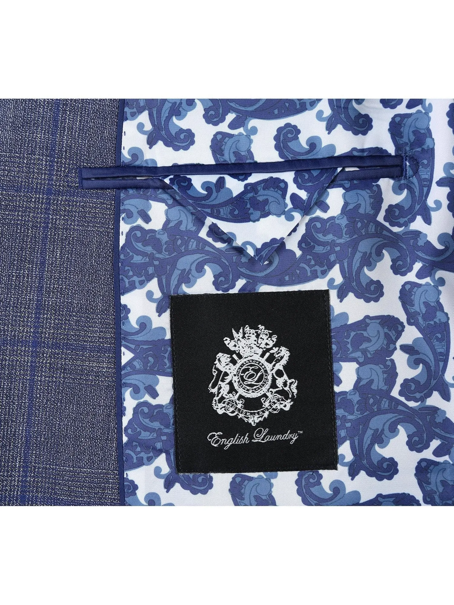 Gray with Blue Windowpane Wool Suit