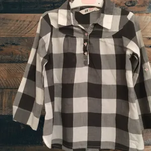 H&M Grey/White Checked Tunic Shirt - Girls 3-4yrs