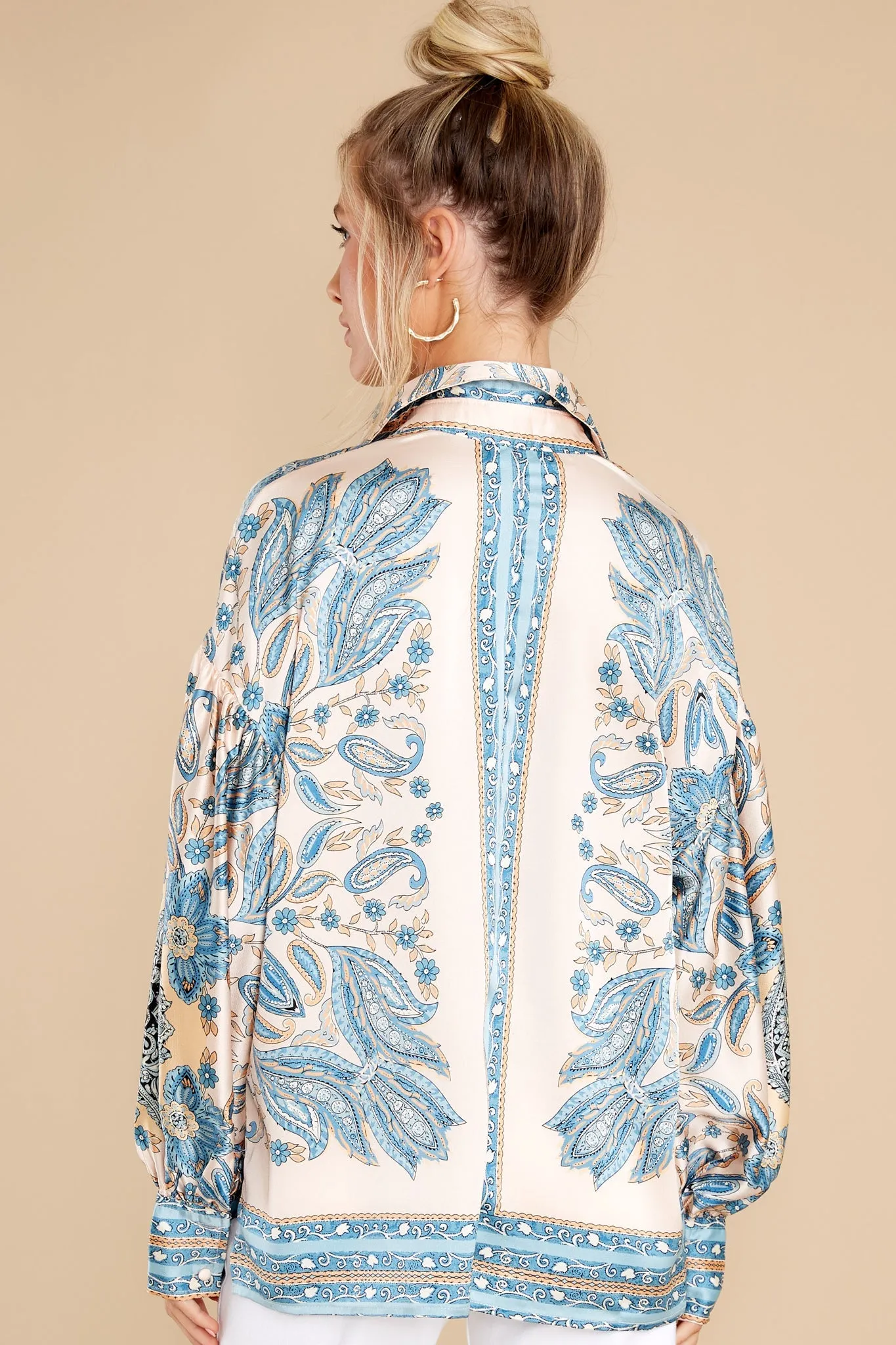 In My Favor Blue Multi Print Top