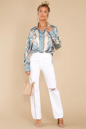 In My Favor Blue Multi Print Top