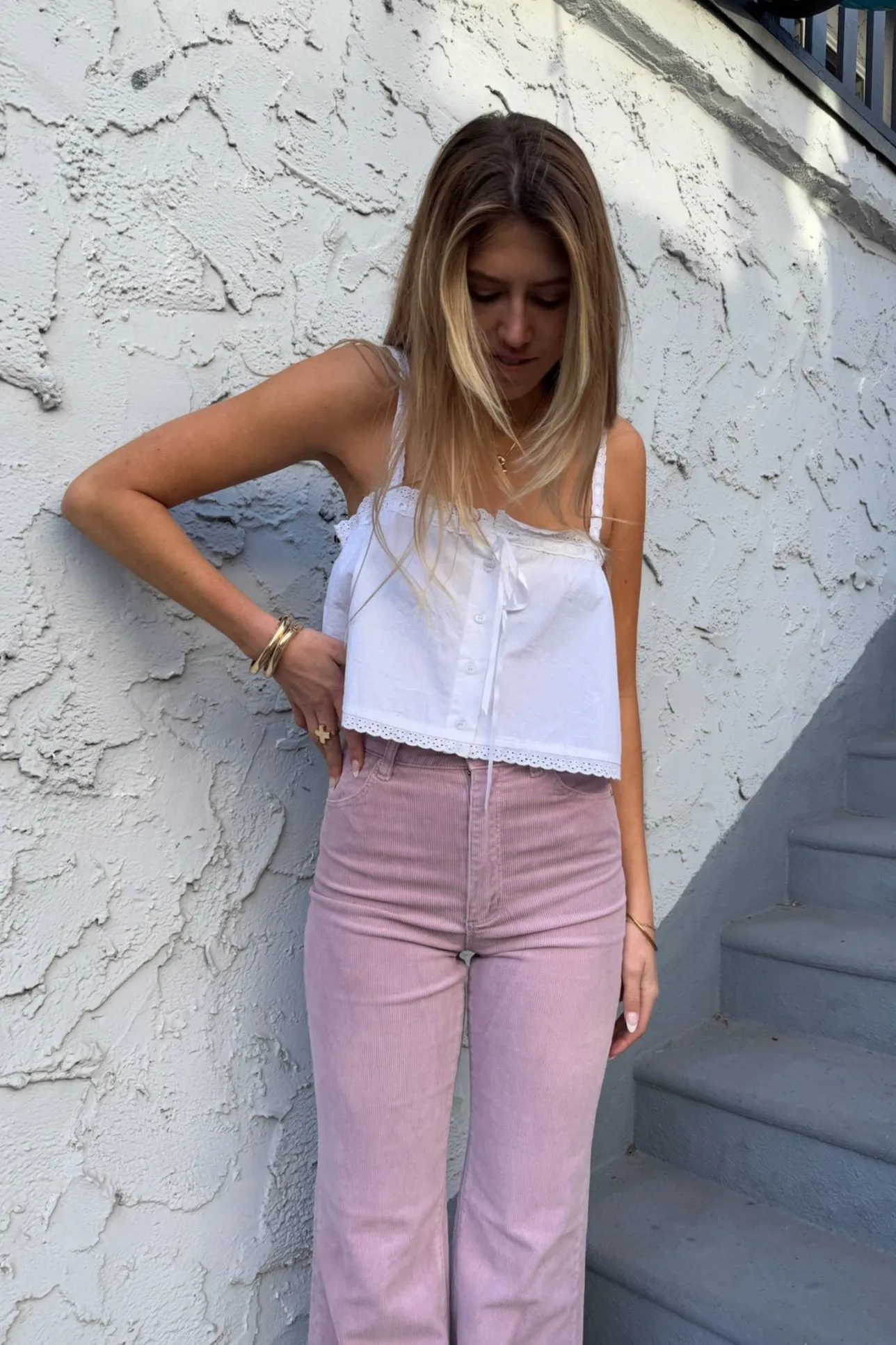 KEEN THE LABEL Jessel Lace-Trim Crop Tank