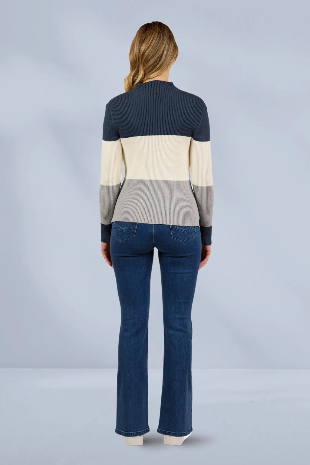 Knewe Cruze Sweater Petrol Off White Grey