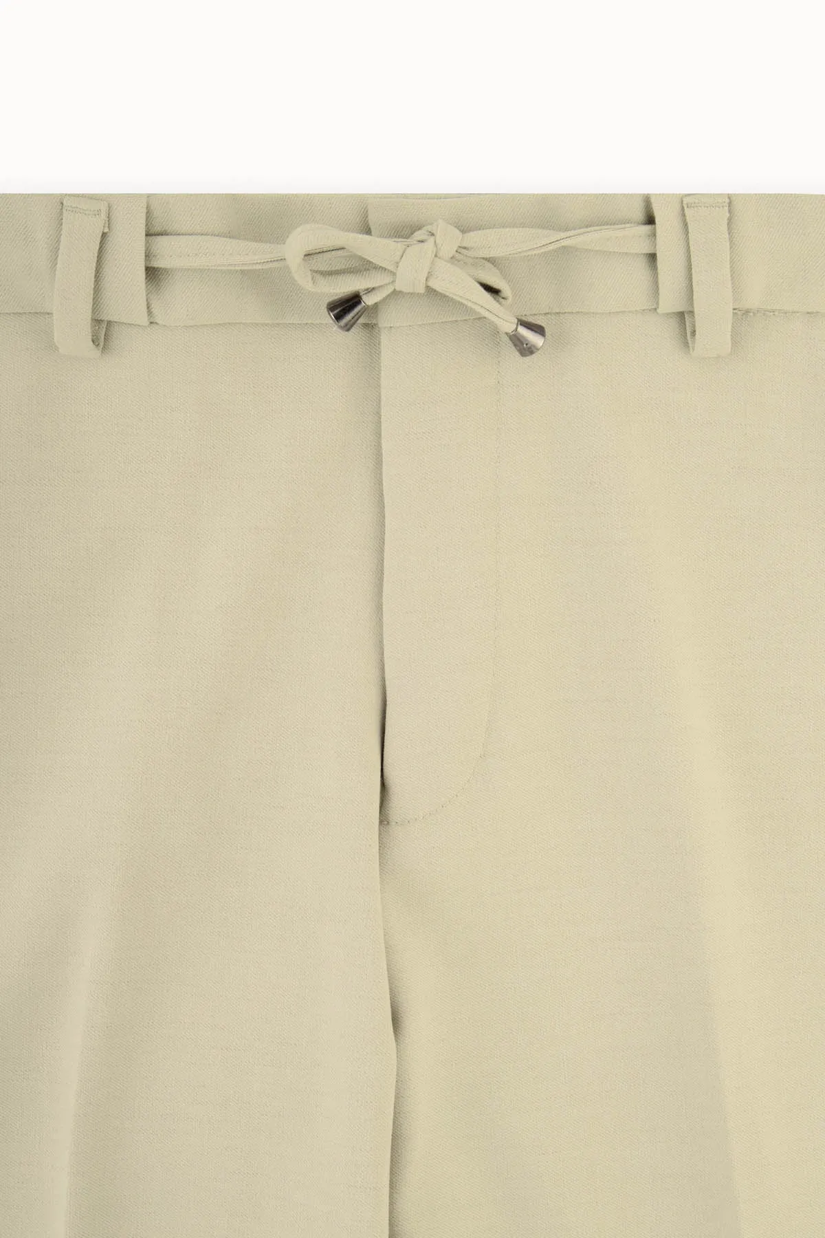 Laced-Up Flat front Dun Beige Chino smart casual pants