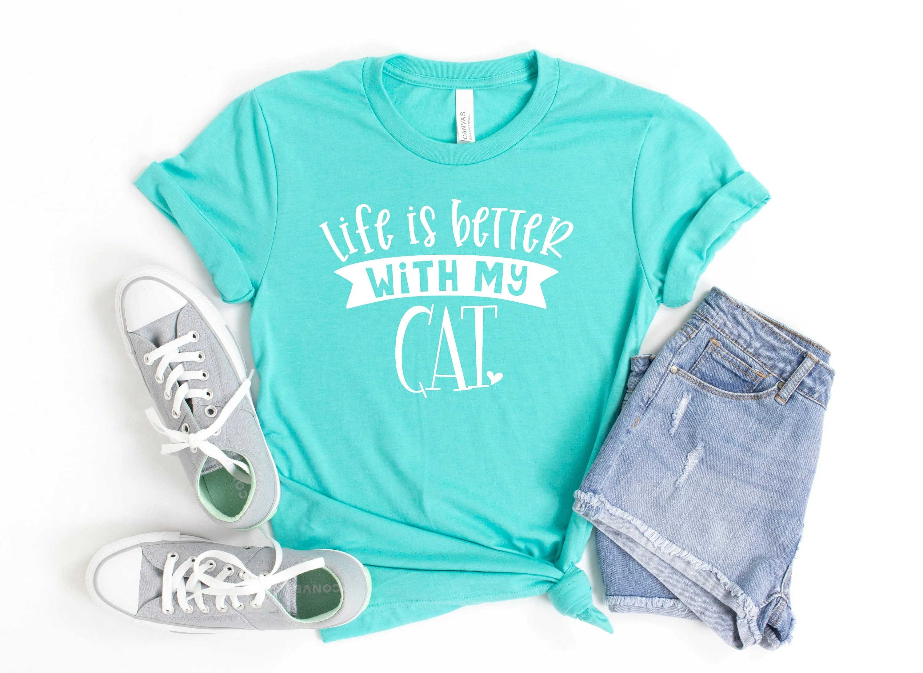 Life is Better with My Cat T Shirt - Cat Lover - Pet Rescue T Shirt - Funny Cat Mom Shirt