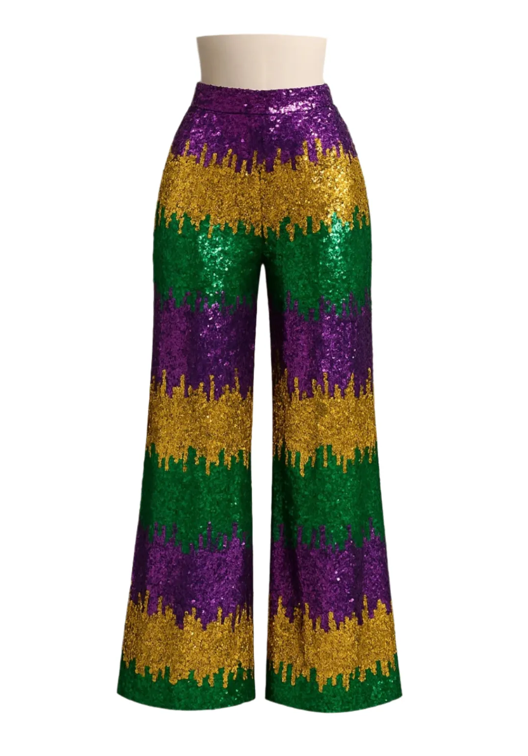 MARDI GRAS Carnival Sparkle Mardi Gras Sequin Wide-Leg Pants