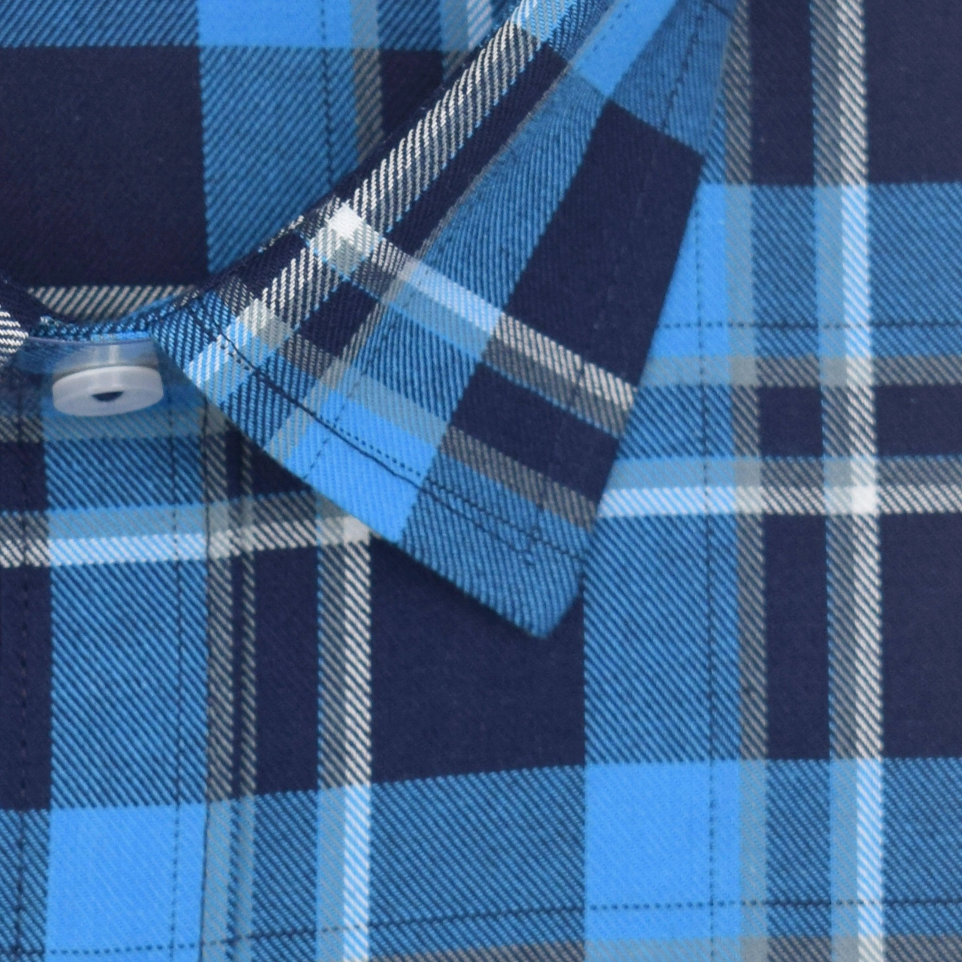 Men's 100% Cotton Windowpane Checkered Half Sleeves Shirt (Blue)