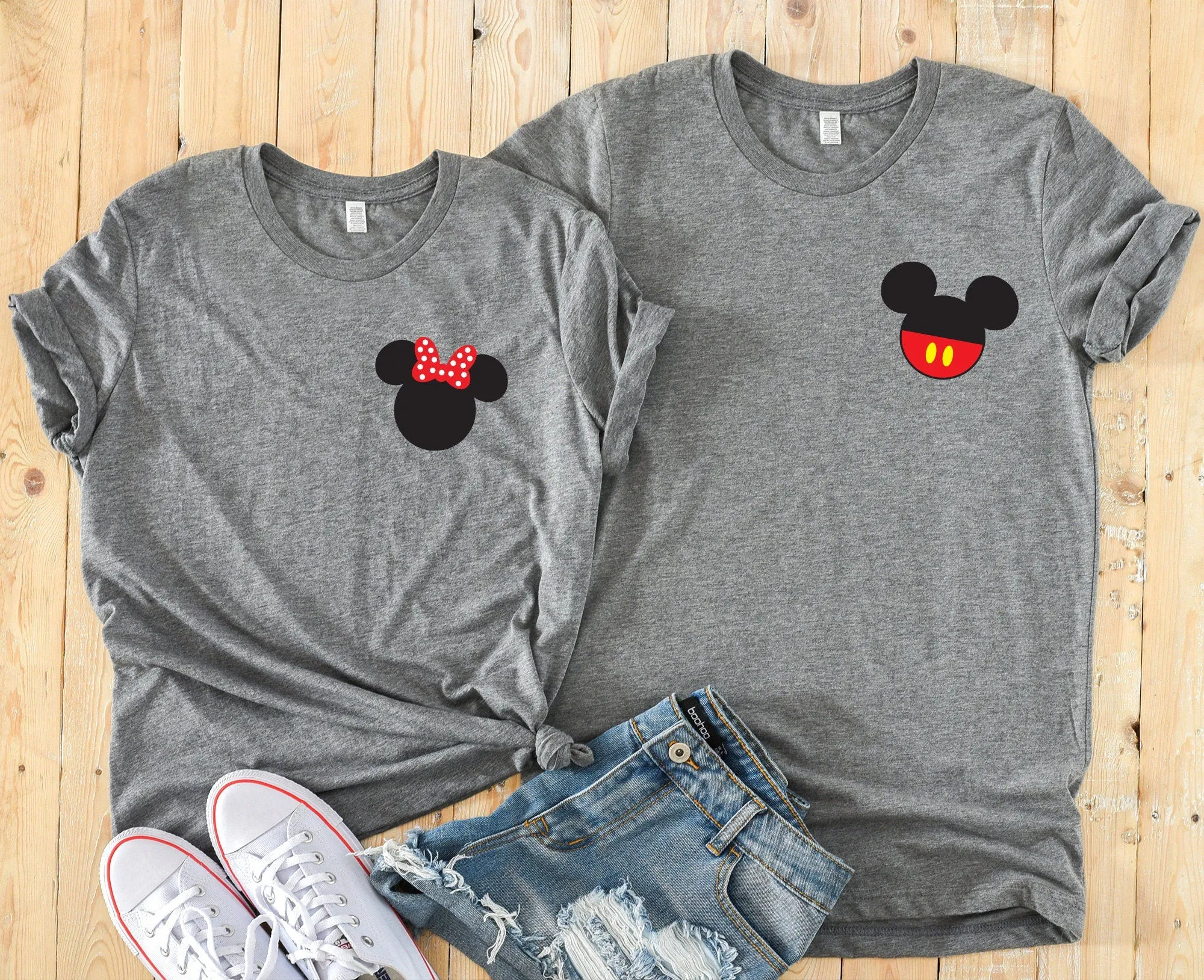 Mickey and Minnie Mouse Custom Matching Disney Shirts - Disney Couples - Mickey and Minnie Left Chest Pocket Size