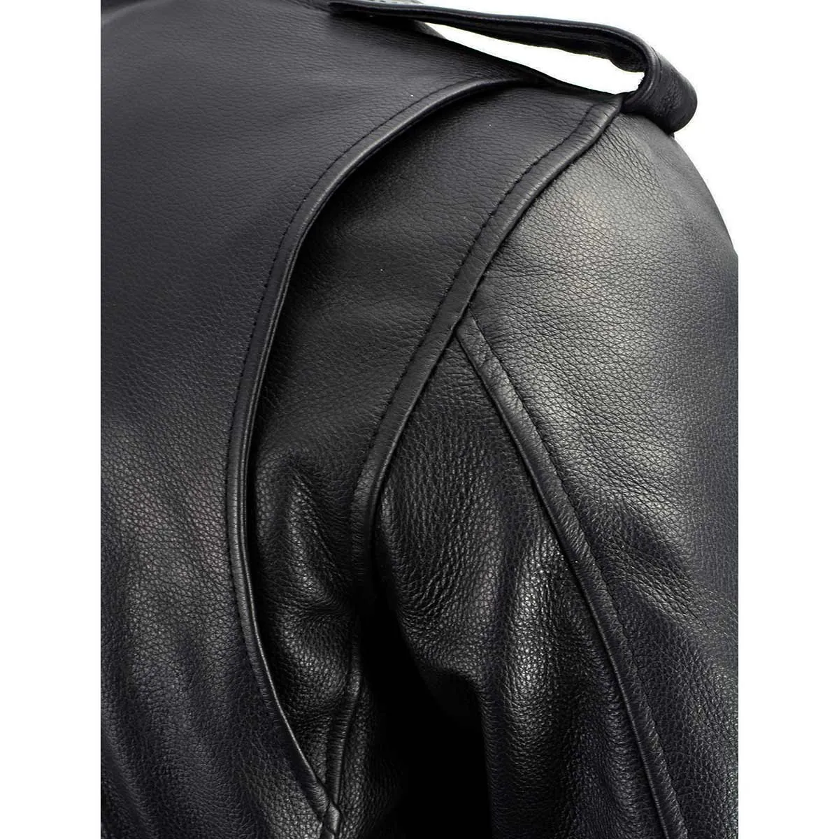 Milwaukee Leather LKM1711 Black Leather Motorcycle Jacket for Men,