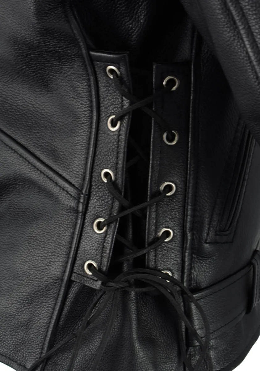 Milwaukee Leather LKM1711 Black Leather Motorcycle Jacket for Men,