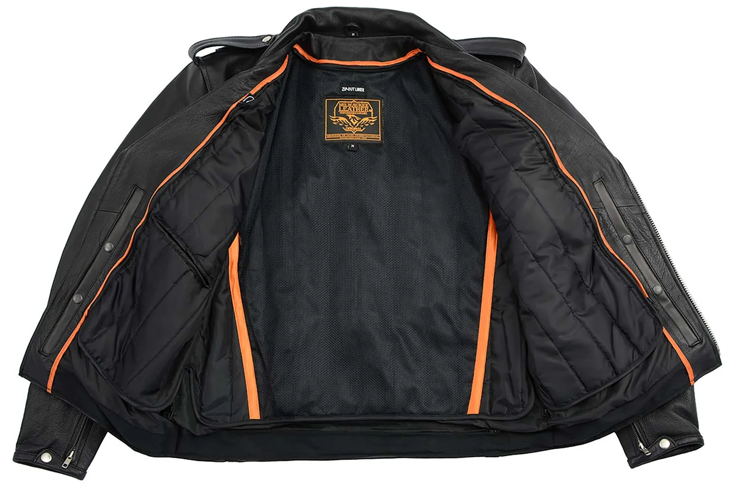 Milwaukee Leather LKM1711 Black Leather Motorcycle Jacket for Men,