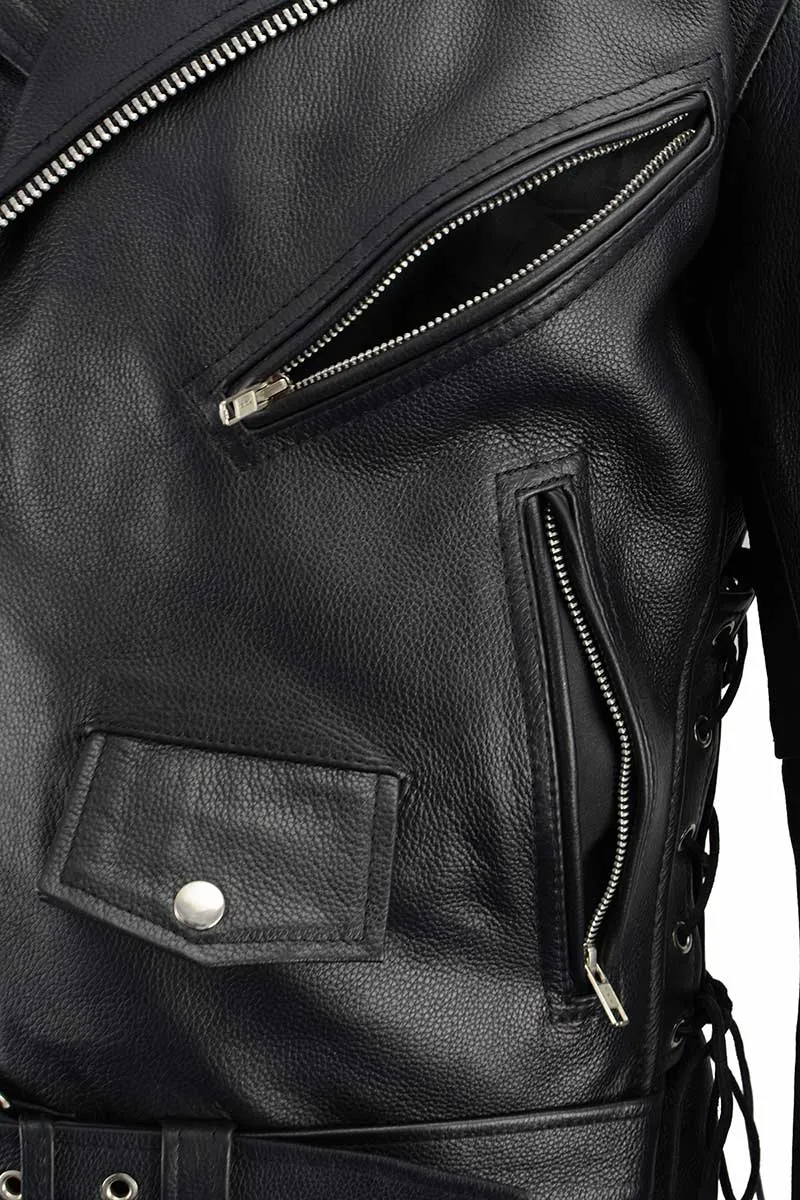 Milwaukee Leather LKM1711 Black Leather Motorcycle Jacket for Men,