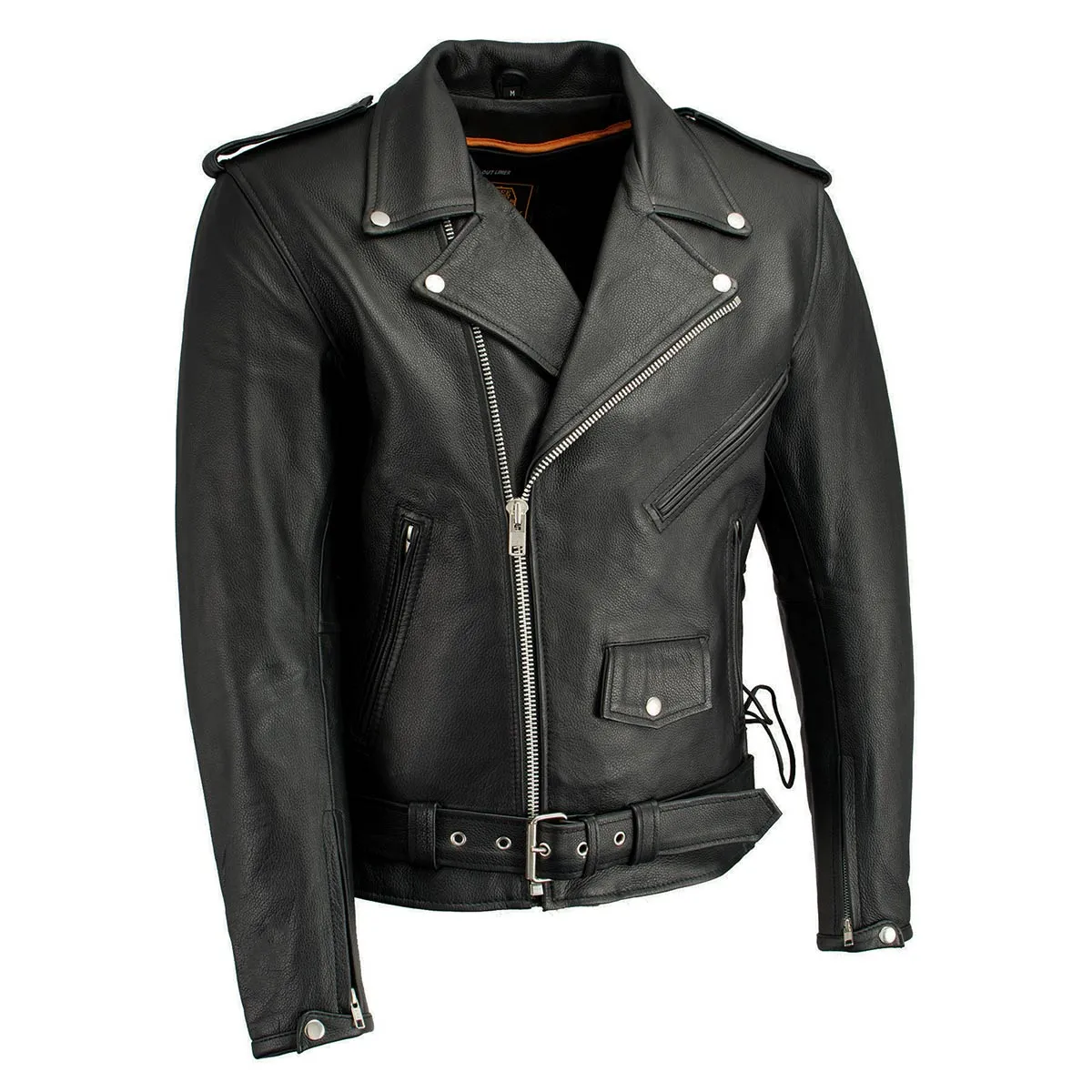 Milwaukee Leather LKM1711 Black Leather Motorcycle Jacket for Men,