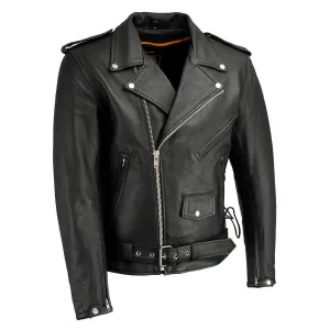 Milwaukee Leather LKM1711 Black Leather Motorcycle Jacket for Men,