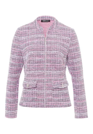 Multi-Pink Tweed Zip-Up Jacket