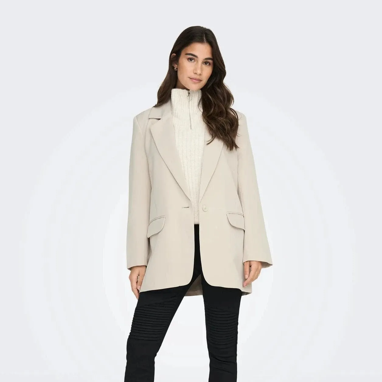 Only Long Basic Blazer In Pumice Stone