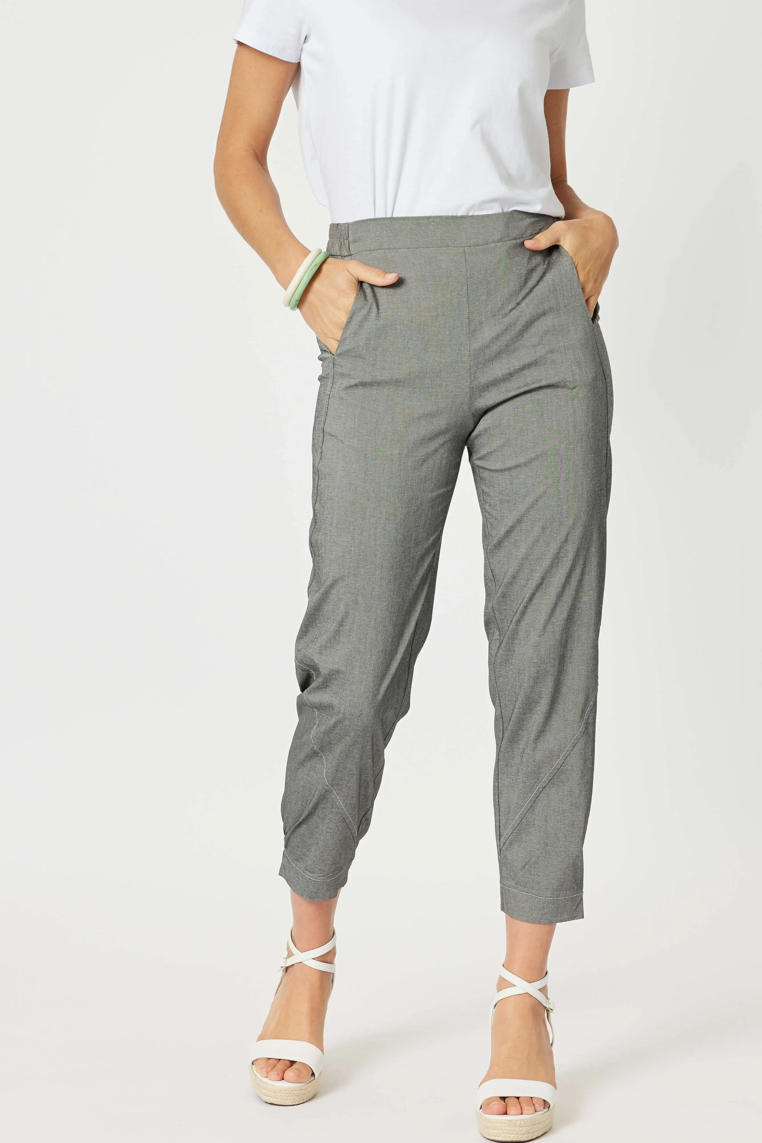 Parachute Stitch  Detail Pant - Grey Marle