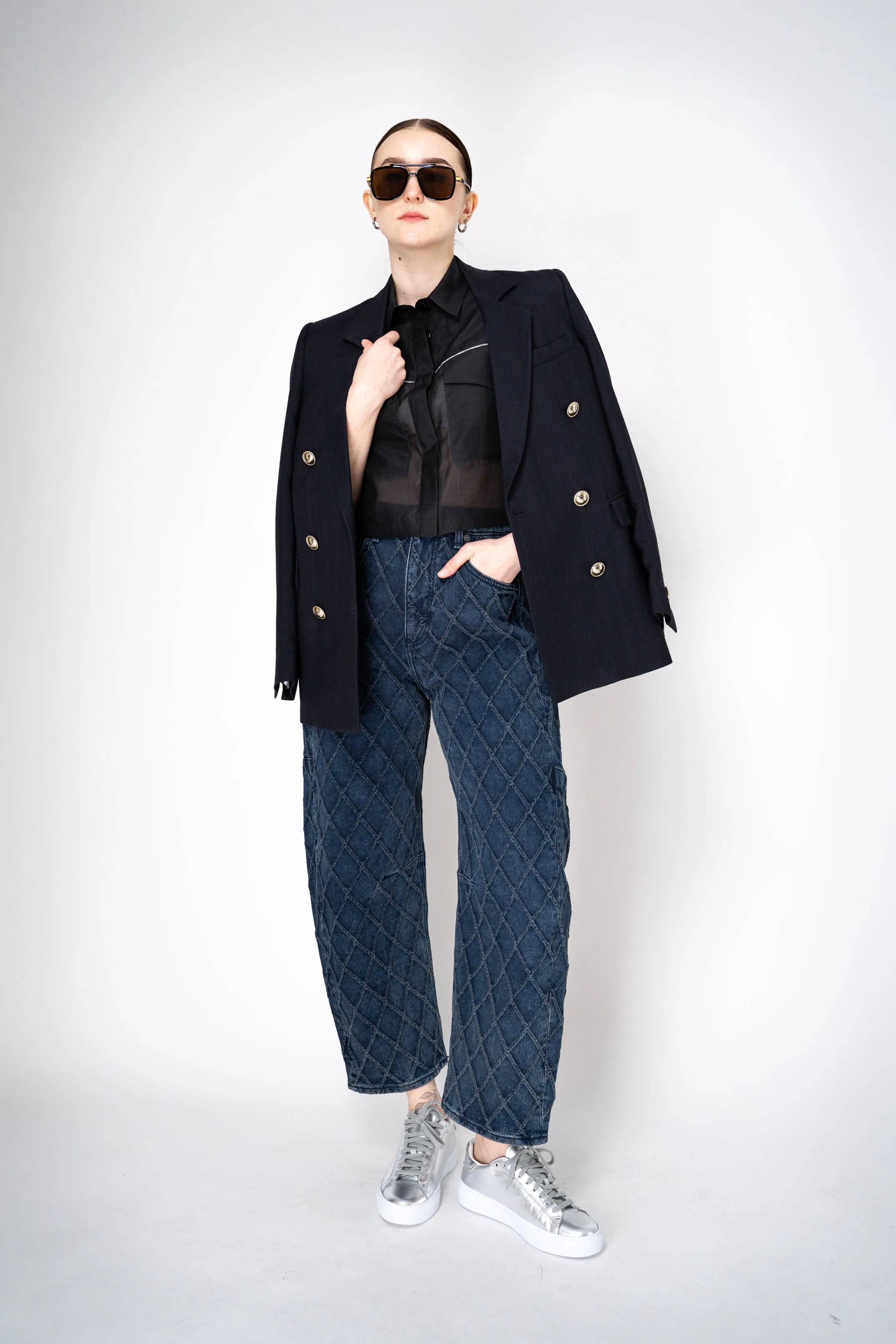 Peserico Cropped Lightweight Cotton Voile Blouse in Black