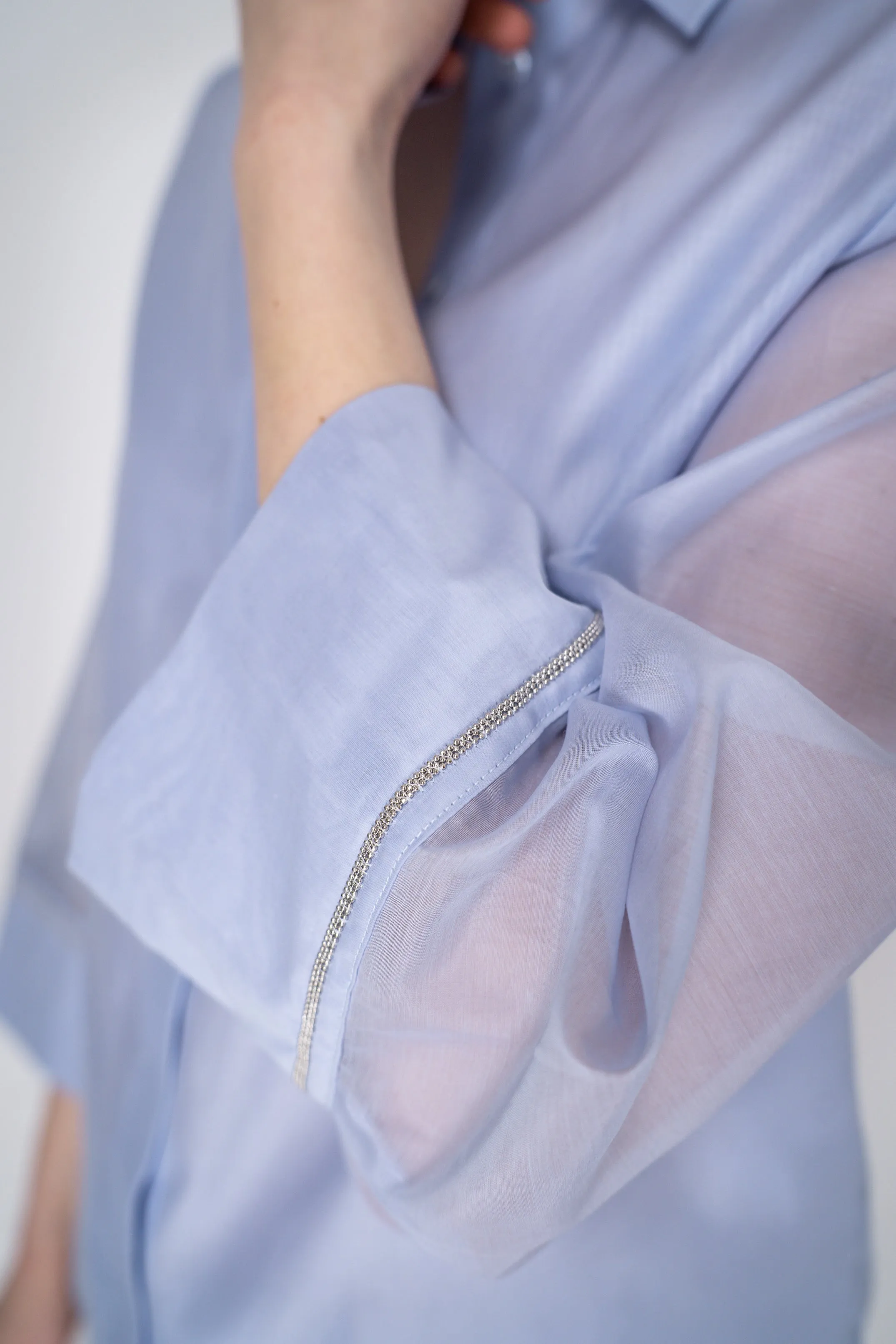Peserico Lightweight Cotton Voile Blouse in Light Blue