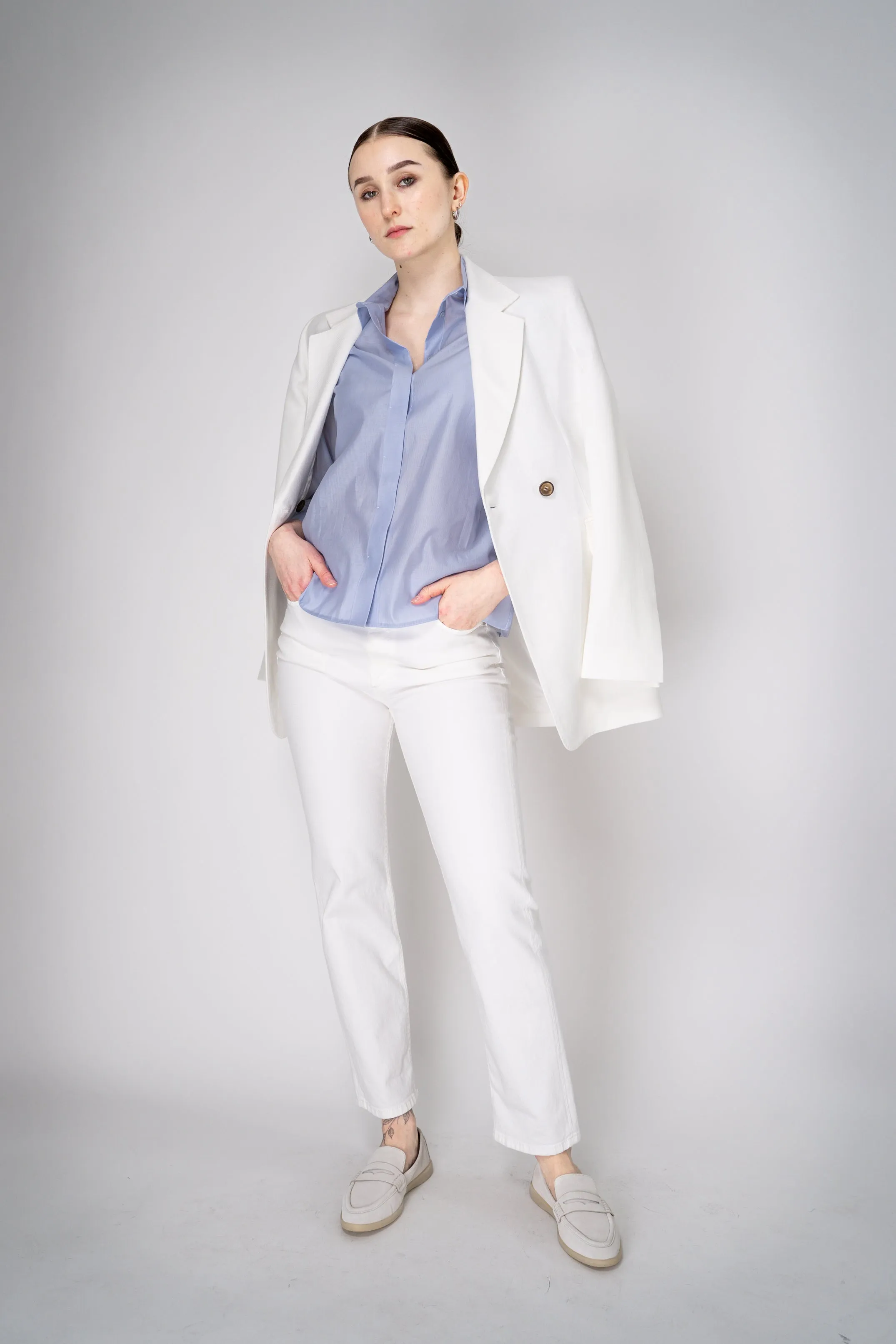Peserico Lightweight Cotton Voile Blouse in Light Blue