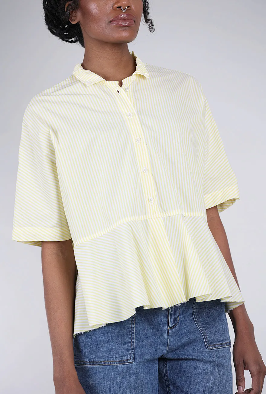 Pinstripe Flounce Top, Yellow