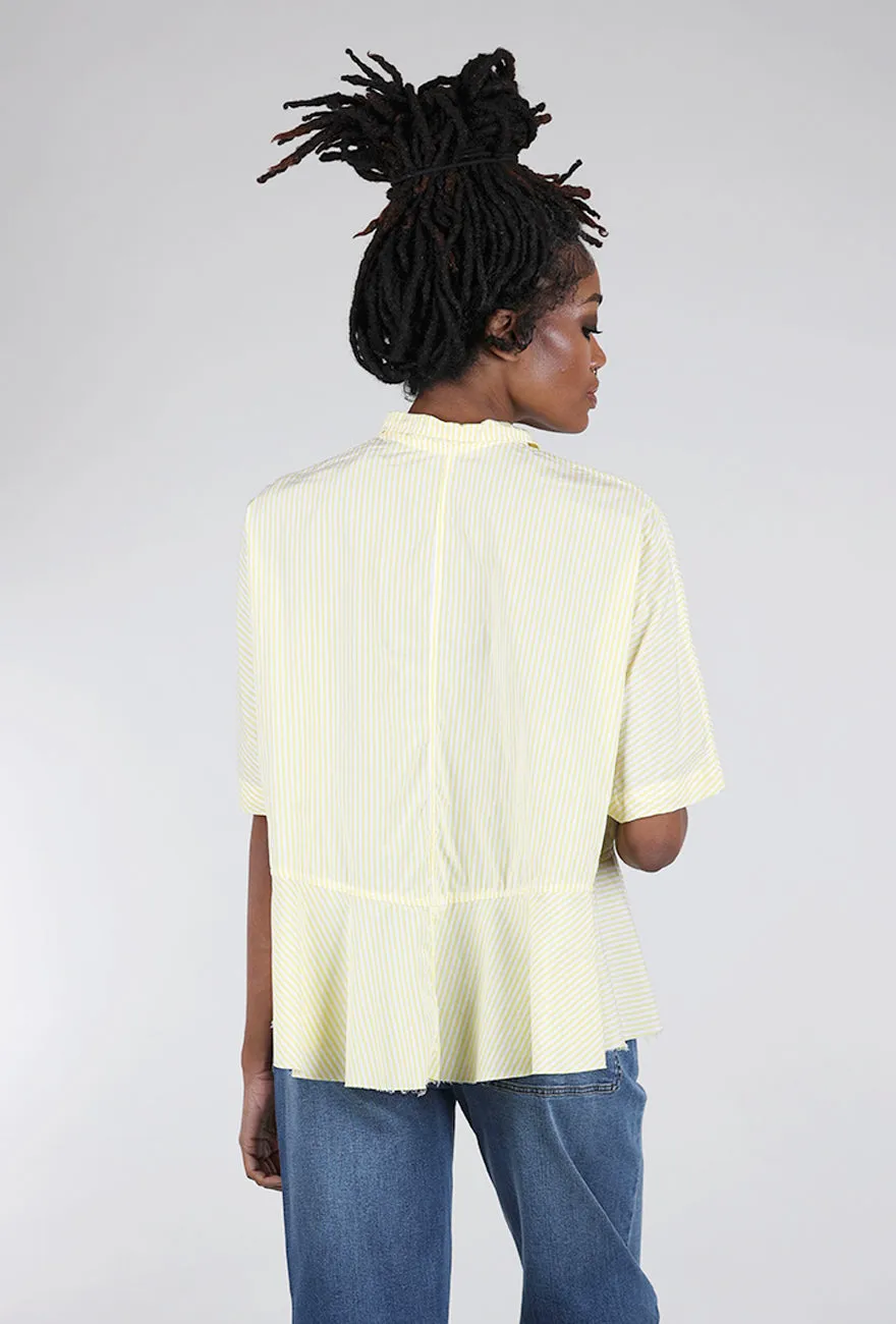 Pinstripe Flounce Top, Yellow
