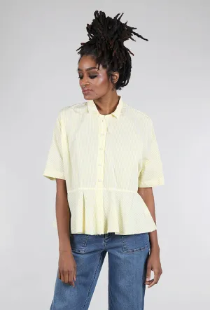 Pinstripe Flounce Top, Yellow