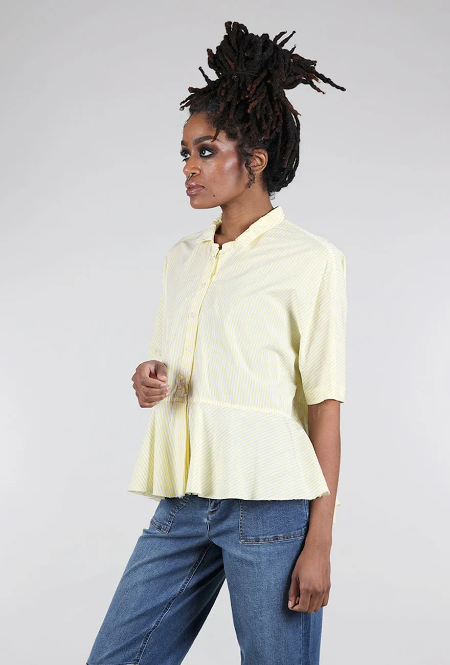 Pinstripe Flounce Top, Yellow