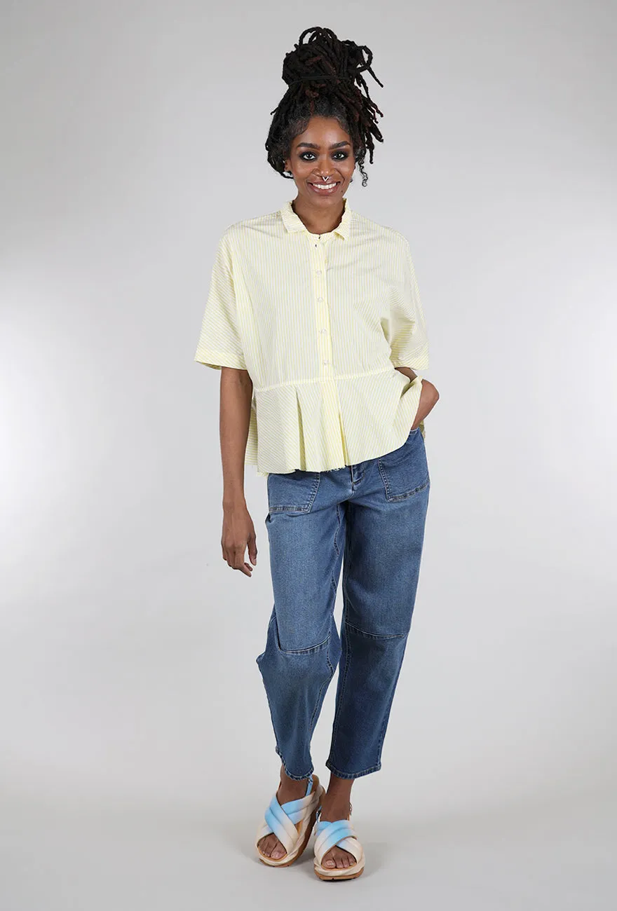 Pinstripe Flounce Top, Yellow