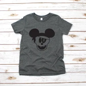 Pirate Skull Mickey Mouse Youth T Shirt - Disney Kids Mickey T Shirts - Disney Matching Family Shirts - Ahoy - Pirate's Life